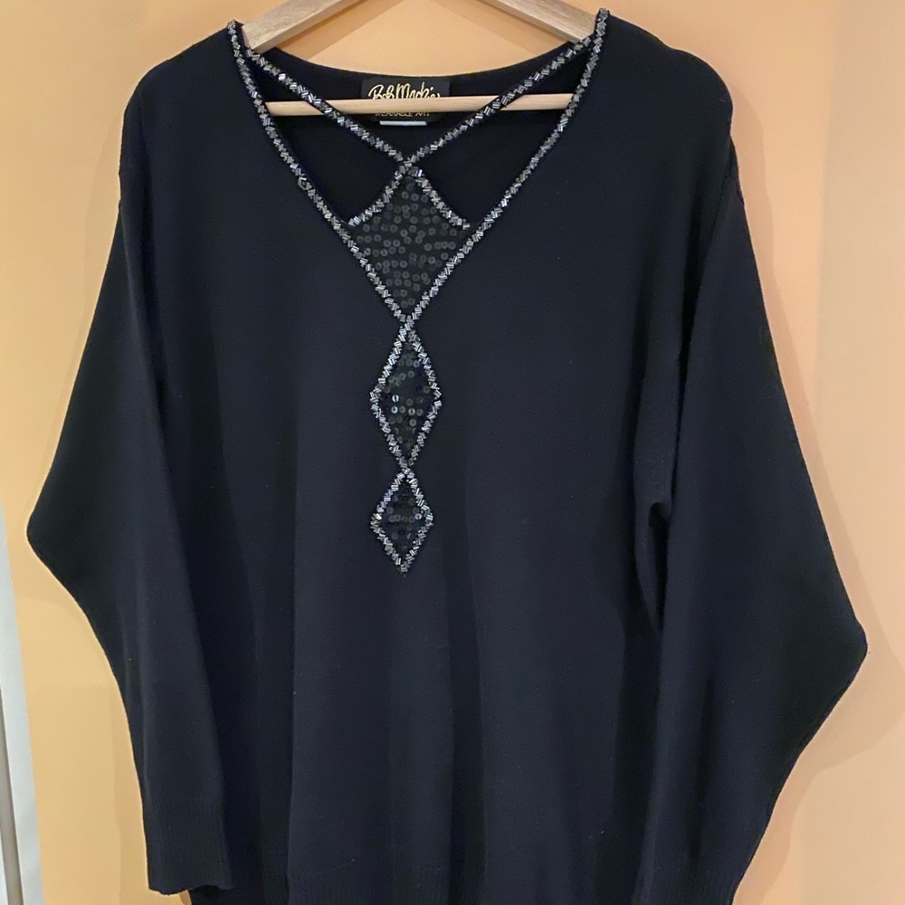 Bob Mackie Womans Wearable Art Sequin Beaded Sweater Size Medium